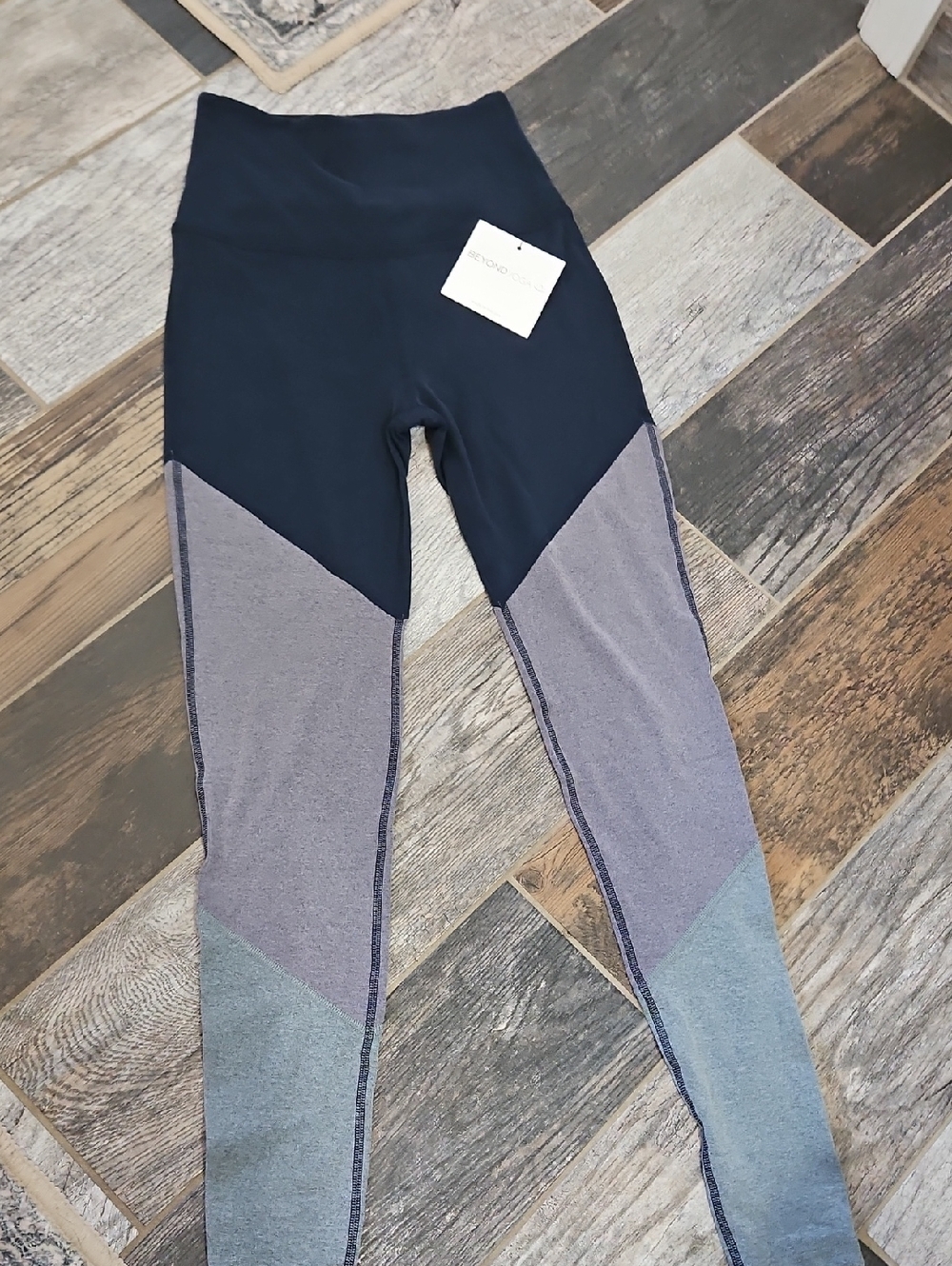 Beyond Yoga High-Waist Colorblock Leggings - Navy, Gray, Light Blue